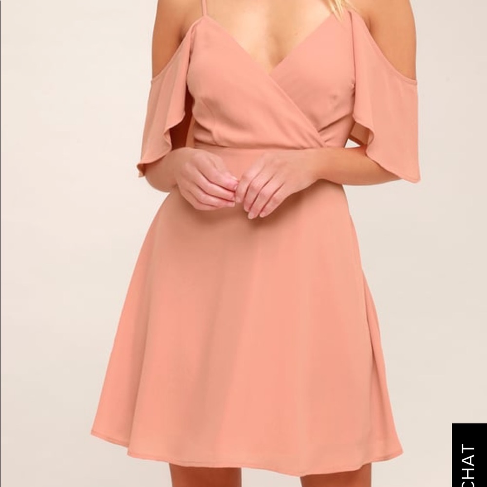 NWT Lulu’s Blush Off-The-Shoulder Skater Dress